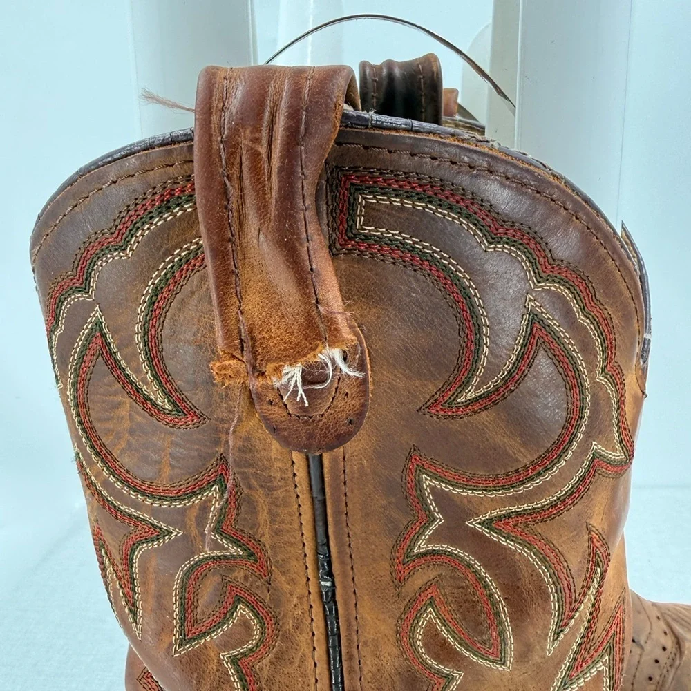 Double H DH3560 Mens Roper Brown Leather Square Toe Western Boots 12D Oil Resist